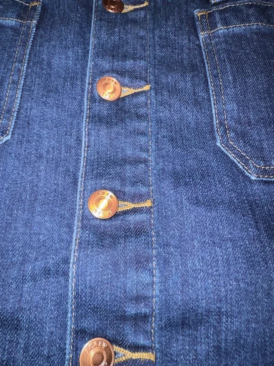 J. Crew High-Rise Dark Blue Denim Pencil Skirt with Front Buttons - Picture 13 of 14